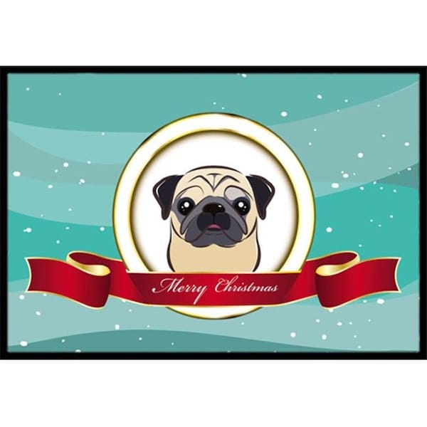 Carolines Treasures BB1572JMAT Fawn Pug Merry Christmas Indoor & Outdoor Mat; 24 x 36 in. BB1572JMAT - main